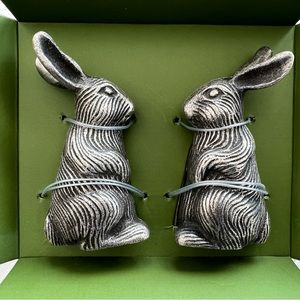 Pottery Barn - Pewter - Bunnies - Salt & Pepper Set